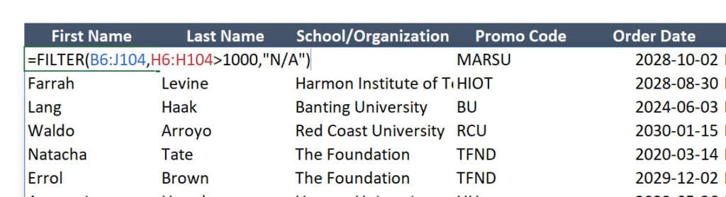 Basic FILTER Functionality Basic FILTER Functionality