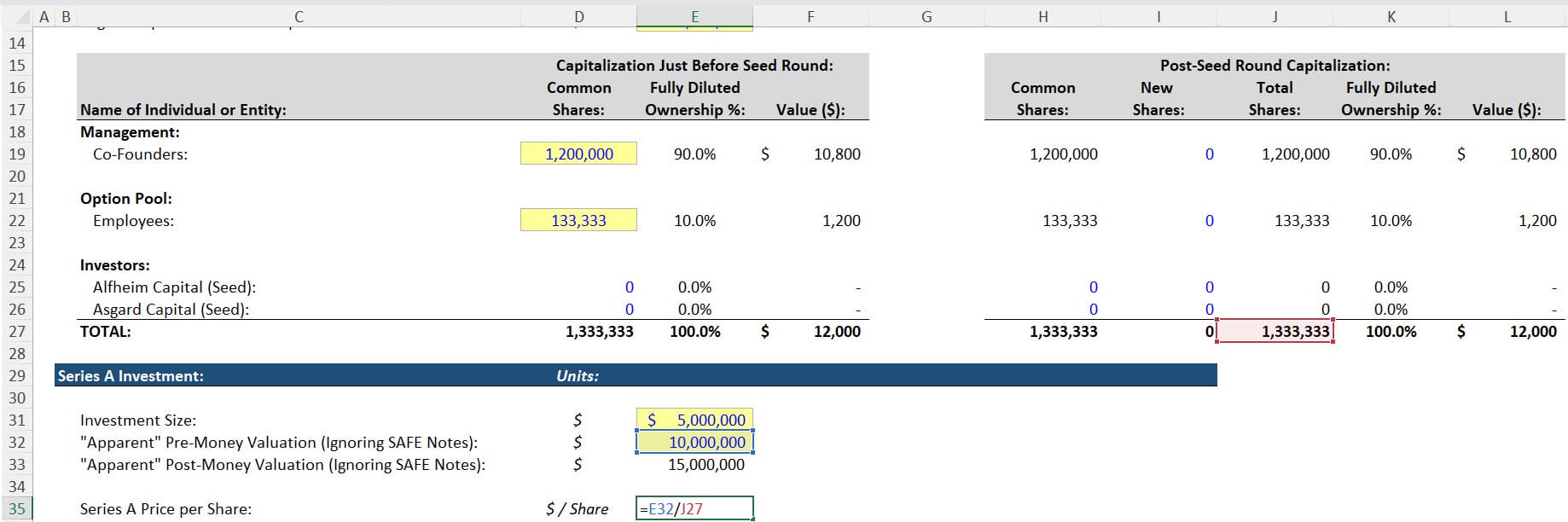 Series A Price per Share Calculation Series A Price per Share Calculation