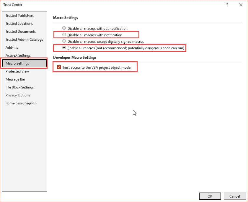 PowerPoint Trust Center - Macro Security Settings PowerPoint Trust Center - Macro Security Settings