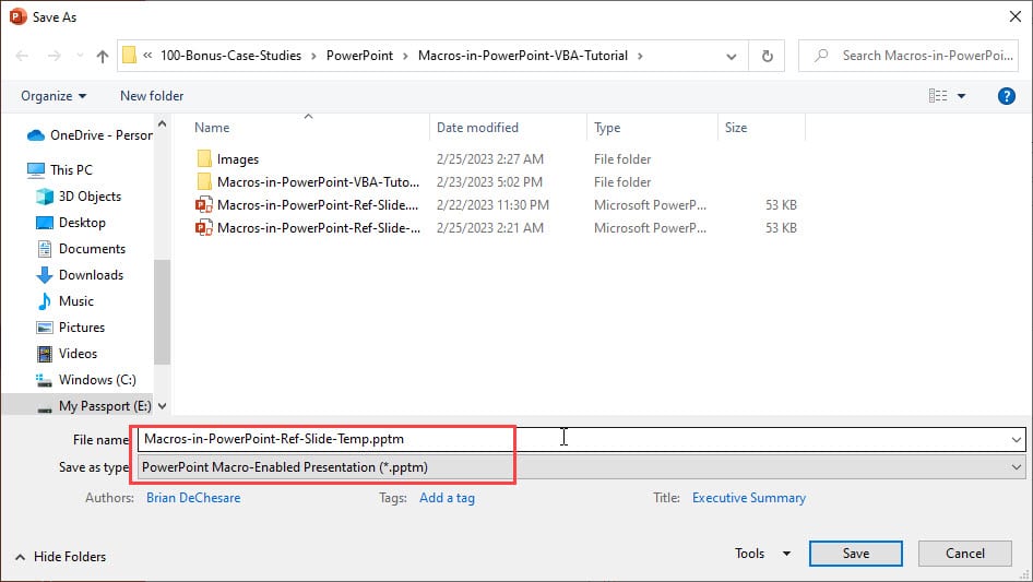 Saving Macros in a Macro-Enabled PowerPoint File Saving Macros in a Macro-Enabled PowerPoint File