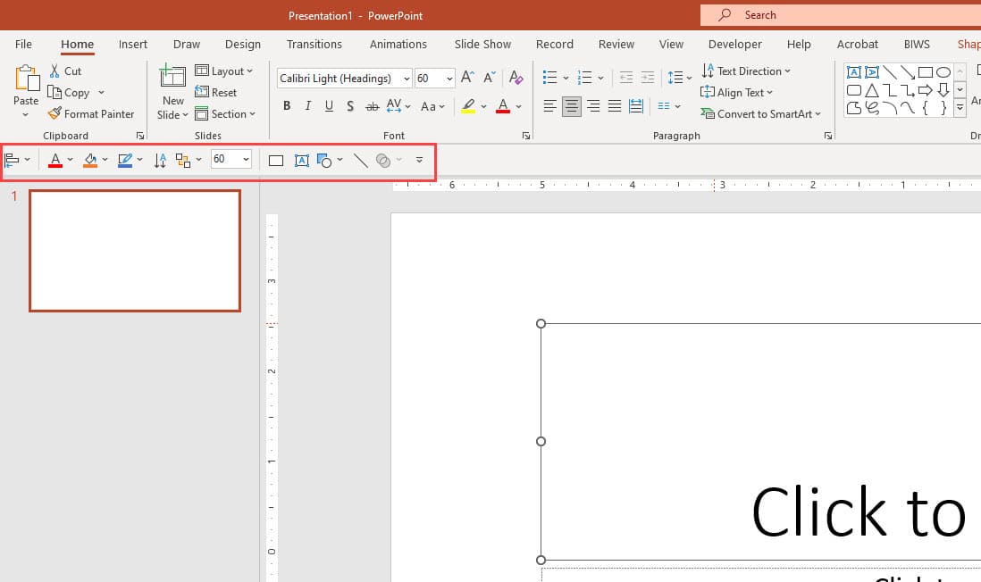 QAT Below the PowerPoint Ribbon Menu QAT Below the PowerPoint Ribbon Menu