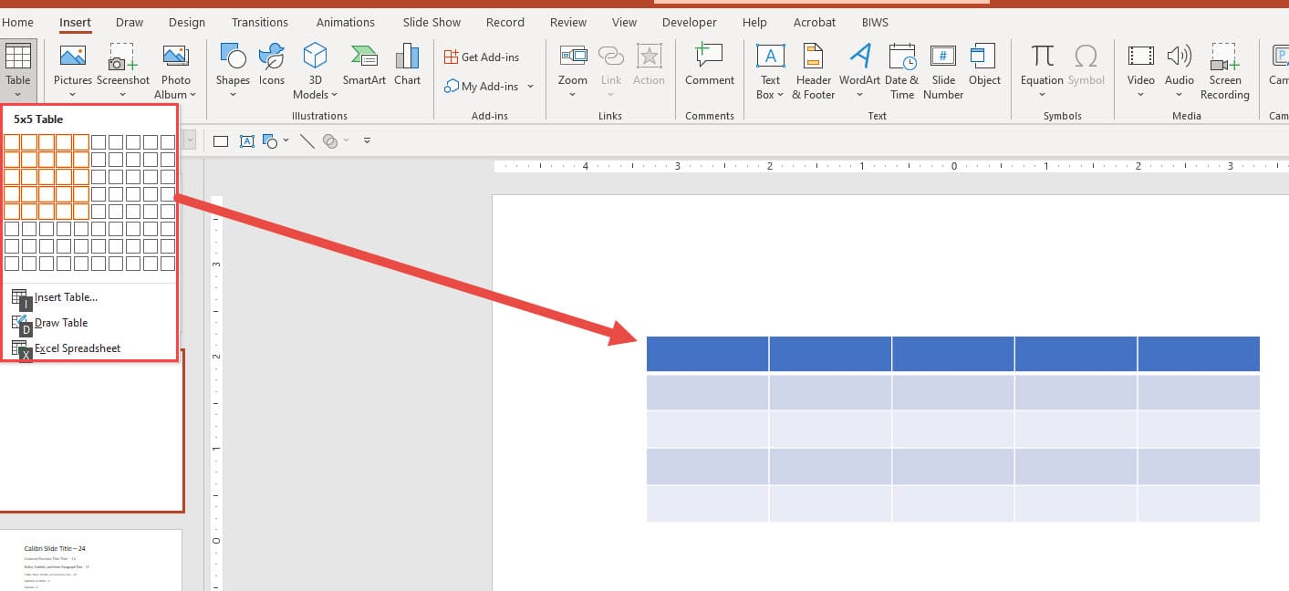 Tables in PowerPoint - Row and Column Selection Tables in PowerPoint - Row and Column Selection