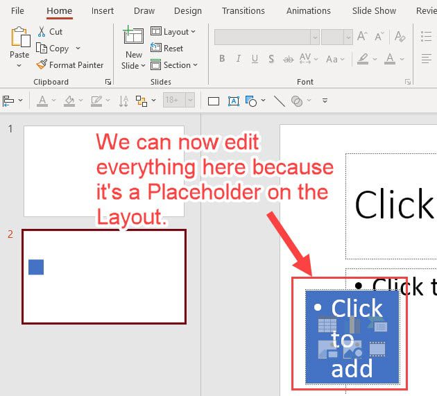 Editable Placeholder on a Normal Slide Editable Placeholder on a Normal Slide