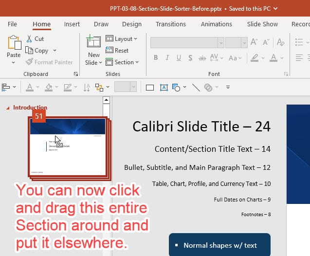 Moving Around PowerPoint Sections Moving Around PowerPoint Sections