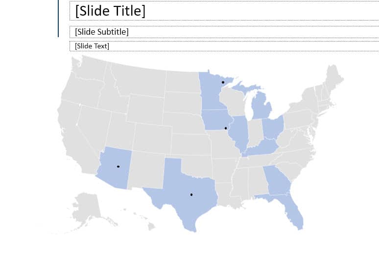PowerPoint Map with "City Dots" Manually Inserted PowerPoint Map with "City Dots" Manually Inserted