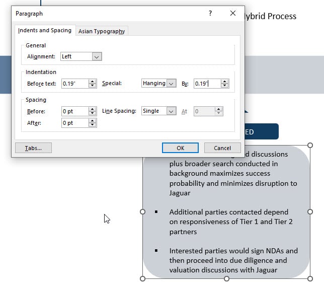 Paragraph Menu in PowerPoint Paragraph Menu in PowerPoint