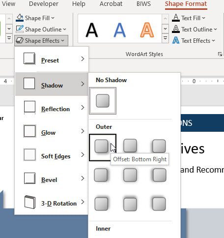 Adding Shadows to PowerPoint Shapes Adding Shadows to PowerPoint Shapes