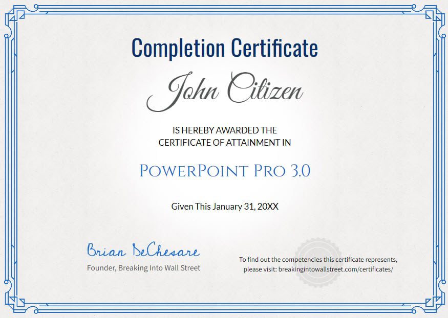 PowerPoint Pro Certificate PowerPoint Pro Certificate