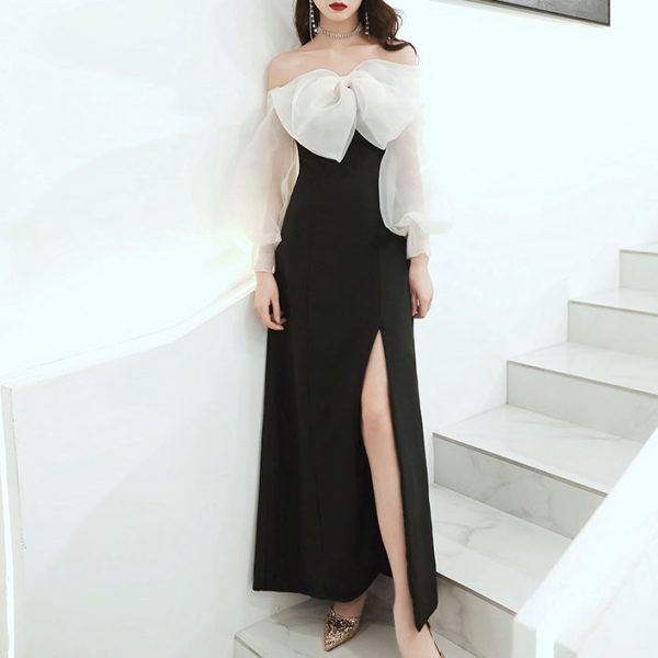 Elegant temperament one-shoulder temperament long dress